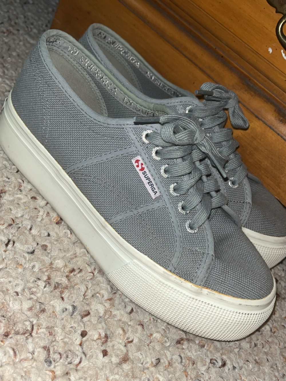Superga Gray Low-Top Platform Canvas Sneakers